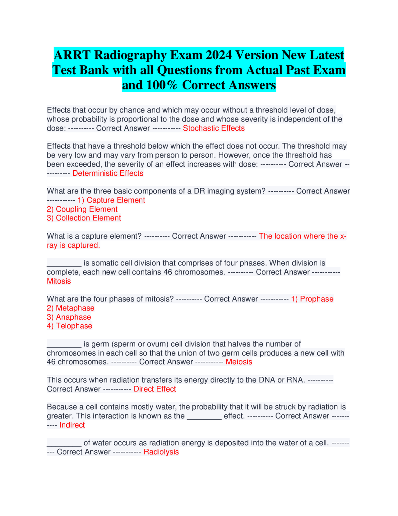 Arrt Exam Question Bank