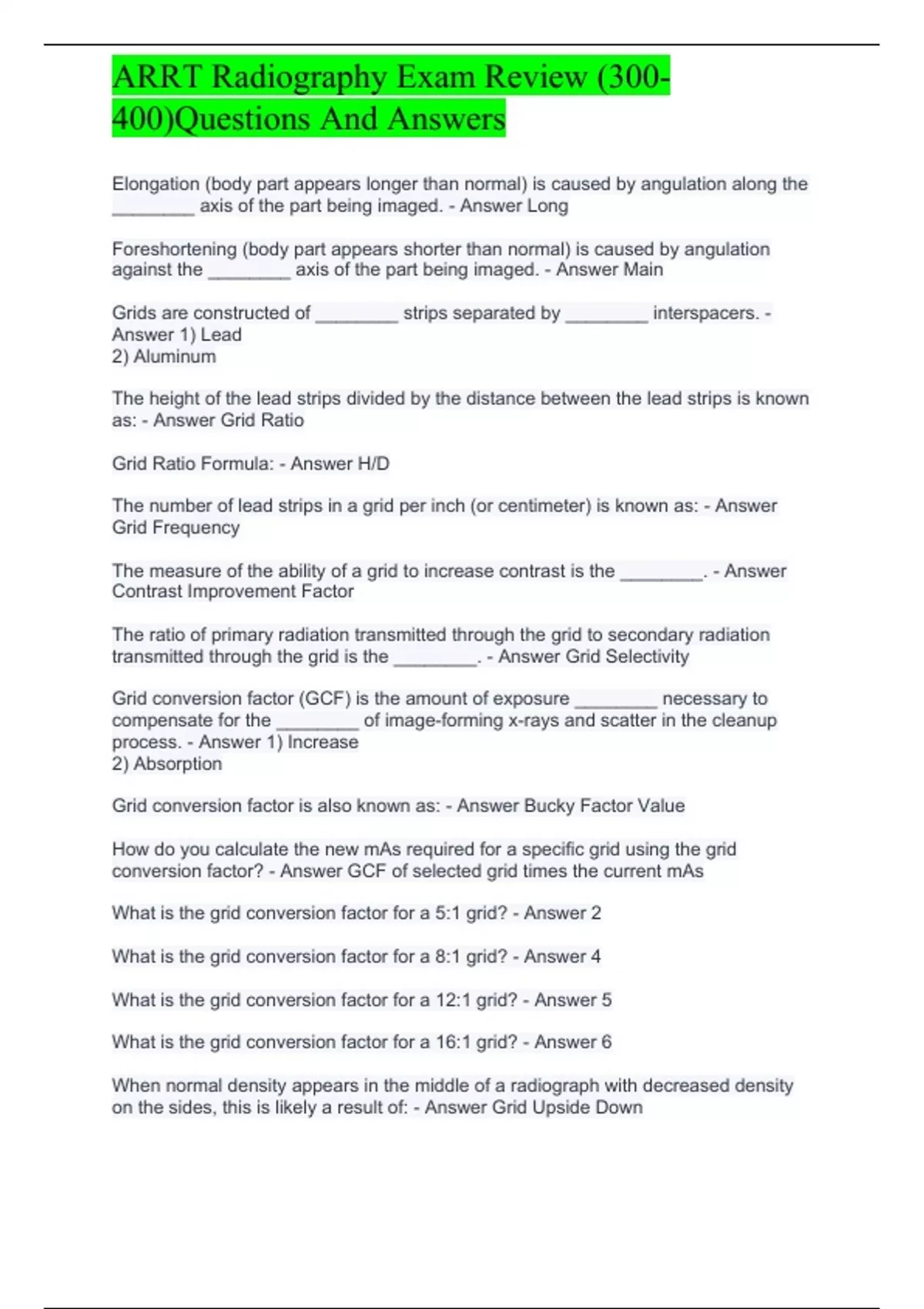 Arrt Radiography Exam Pdf Course